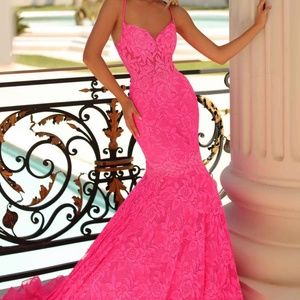 Clarissa 810475-Floral Lace mermaid evening gown